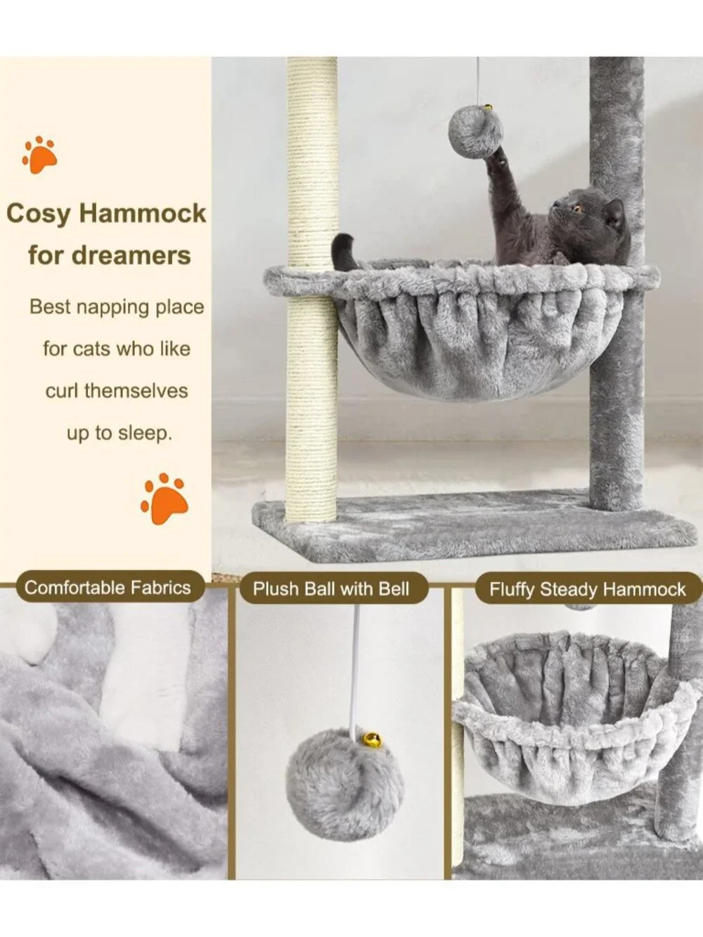 New Cute Cat Tree for Indoor Cats Activity Tower with Scratching Post or Bed